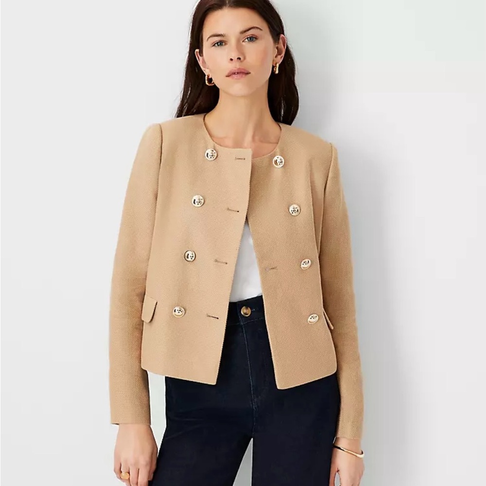 Ann Taylor Pique Double Breasted Jacket